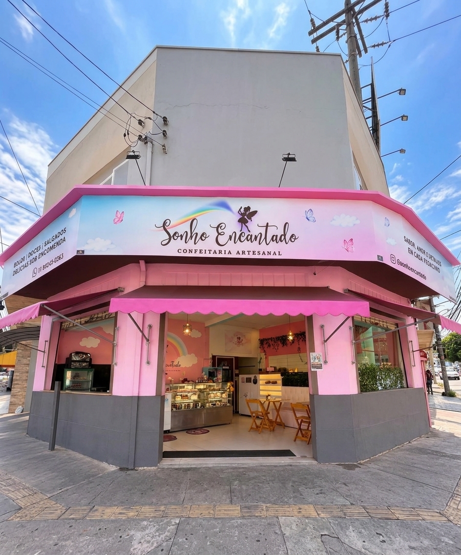 Fachada da loja física Sonho Encantado, confeitaria artesanal em Mauá - SP